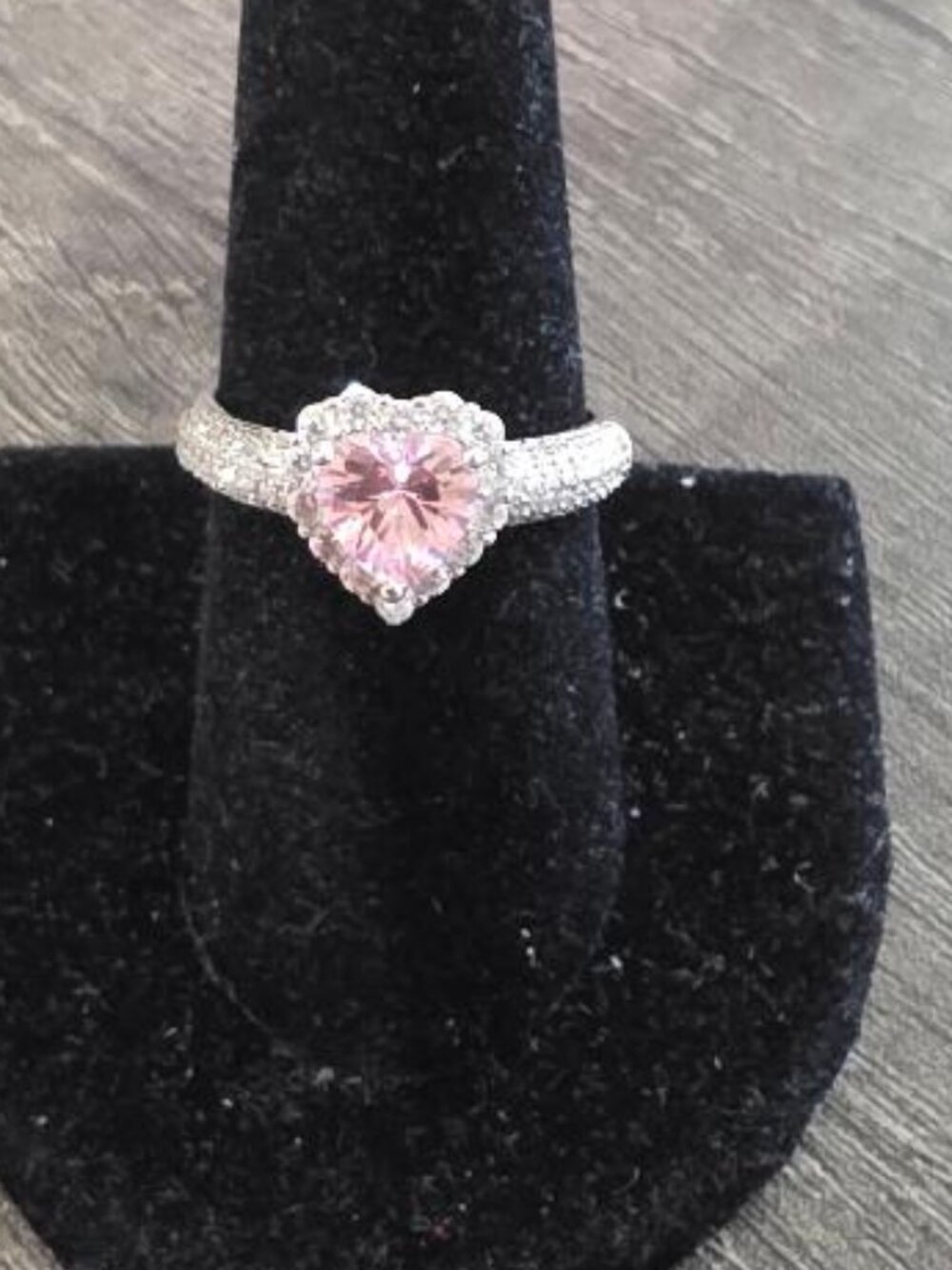 PINK & WHITE DIAMOND SIMULANT RING - SIZE 9